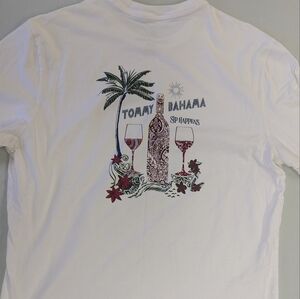 Tommy Bahama White Sip Happens T-Shirt with Tropical Graphic